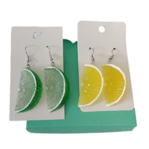 Realistic Lime Slices + Lemon Slices Earrings, set of 2